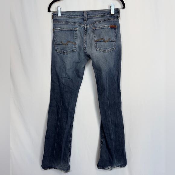 7 For All Mandkind Mid Wash Blue Mid Rise Bootcut Jeans Size 27 - Picture 3 of 11
